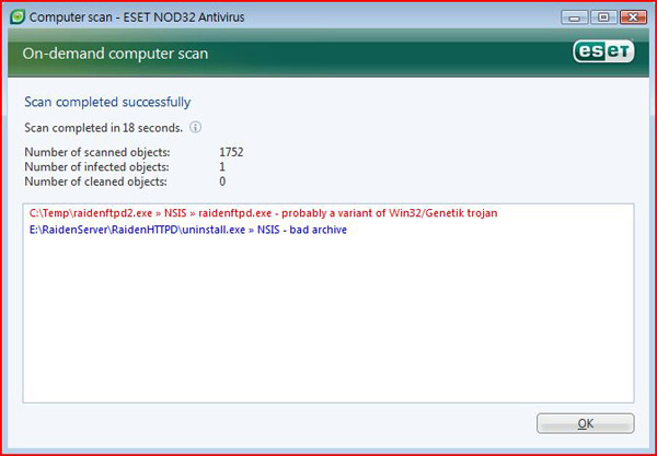 NOD32¨¾¬r³nÅéJ¶Ã³ø¬r - ³º»¡¹p¹qFTPD¬OGENETIK TROJAN¯f¬r